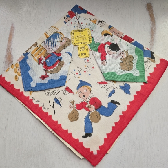 Vintage Children's Handkerchief Set Of 3